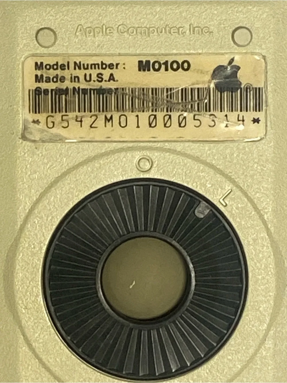 Vintage | Apple Beige and Black M0100 Ball Mouse (M0100)